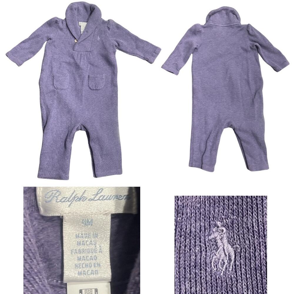 Ralph Lauren Pony Baby Sweater Knit Coverall Lavender Purple 9 Months Kidscore